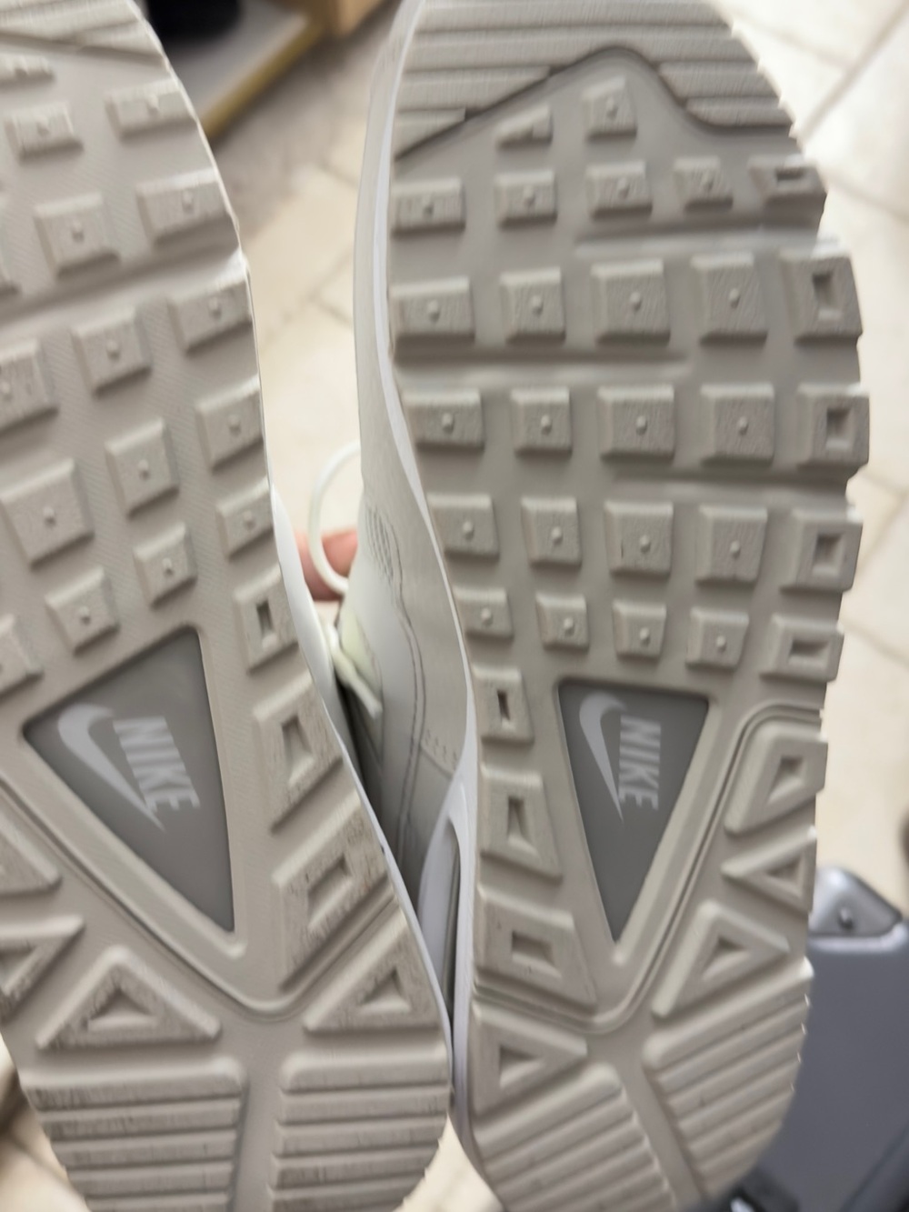 Nike Light Gray/Off-White Mesh & Leather Sneakers - Picture 6 of 9